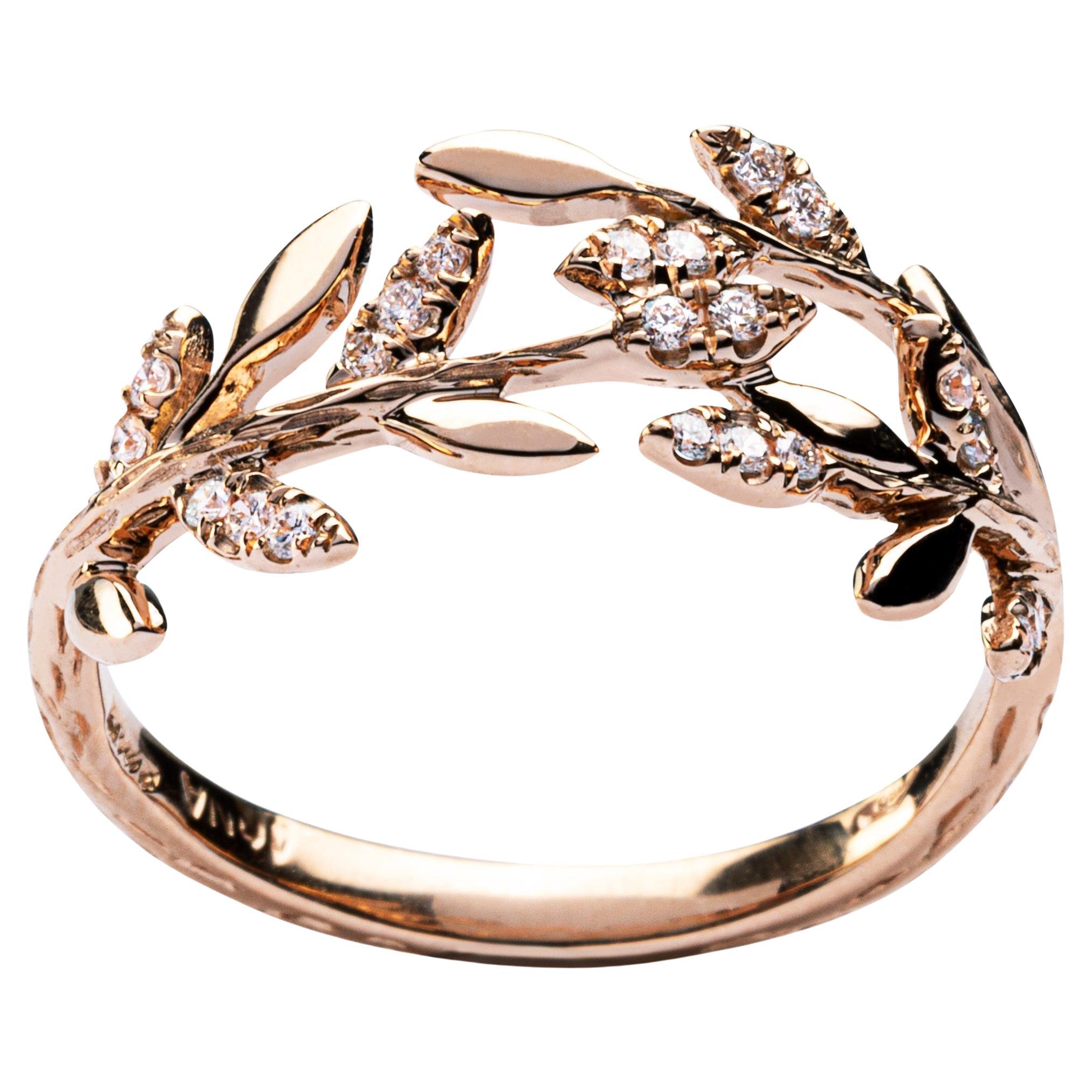 Alex Jona Weißer Diamant 18 Karat Roségold Laubring