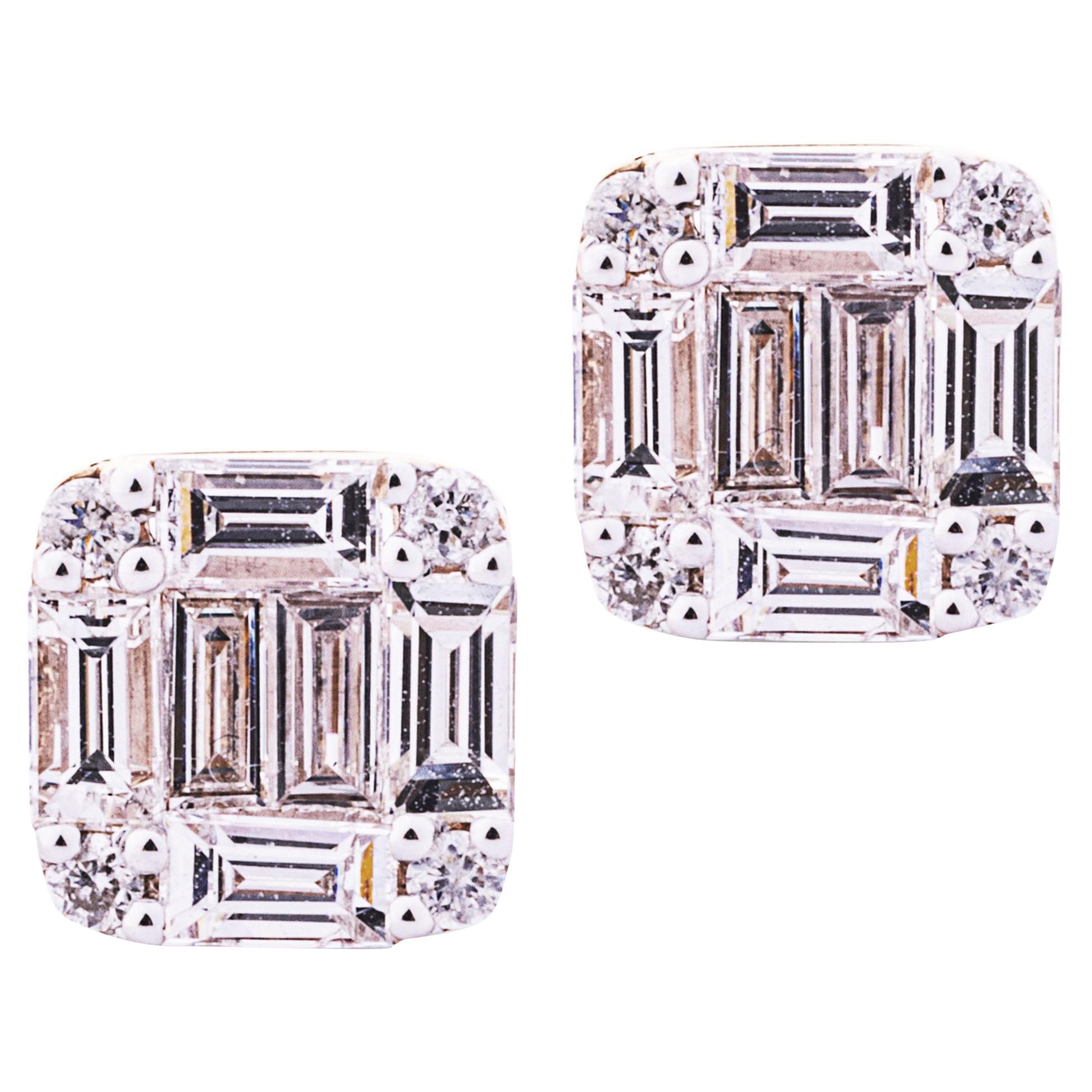 Alex Jona Geometrische Ohrstecker aus 18 Karat Roségold mit weißen Diamanten