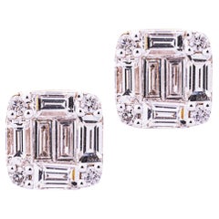 Alex Jona Geometrische Ohrstecker aus 18 Karat Roségold mit weißen Diamanten