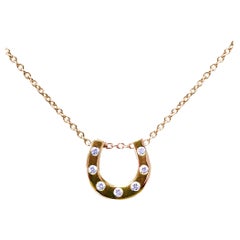 Alex Jona White Diamond 18 Karat Rose Gold Horseshoe Necklace