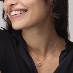 Alex Jona White Diamond 18 Karat Rose Gold Magen David Pendant Necklace
