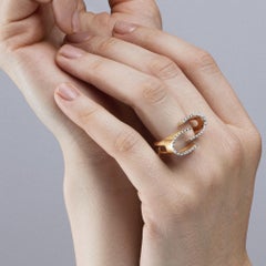 Offener Ring von Alex Jona aus 18 Karat Roségold mit weißem Diamanten