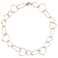 Alex Jona White Diamond 18 Karat Rose Gold Organic Shape Link Chain Necklace