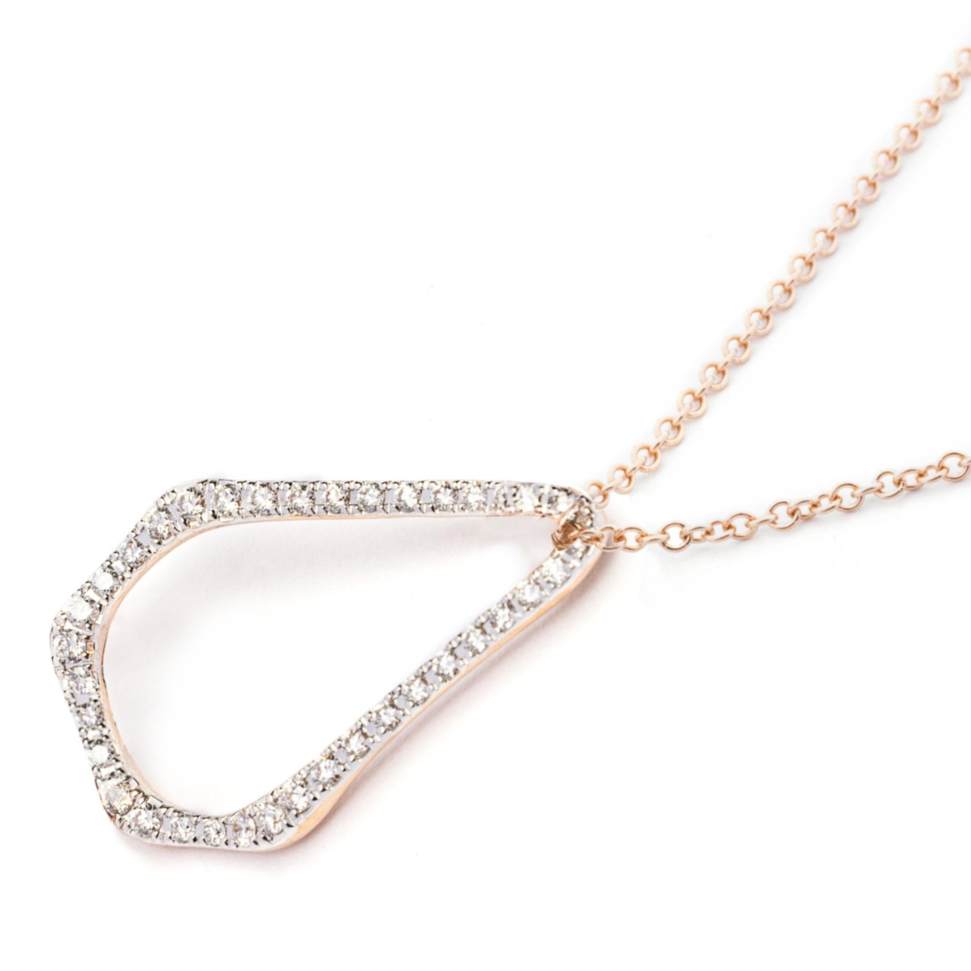 Contemporary Alex Jona White Diamond 18 Karat Rose Gold Organic Shape Pendant Chain Necklace For Sale
