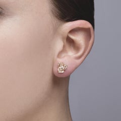 Alex Jona Weißer Diamant-Ohrstecker aus 18 Karat Roségold mit Rosenblumen