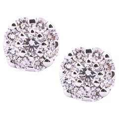 Alex Jona White Diamond 18 Karat Rose Gold Rose Stud Earrings