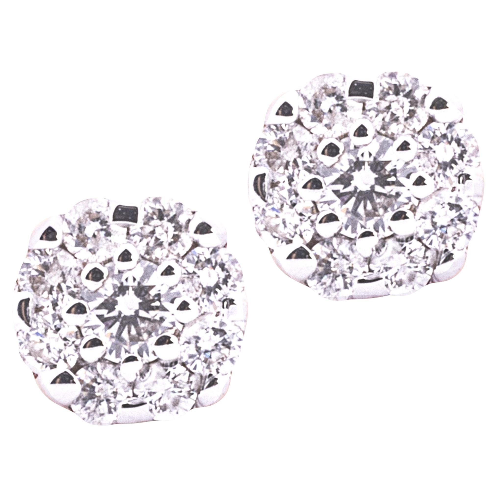Alex Jona White Diamond 18 Karat Rose Gold Rose Stud Earrings For Sale
