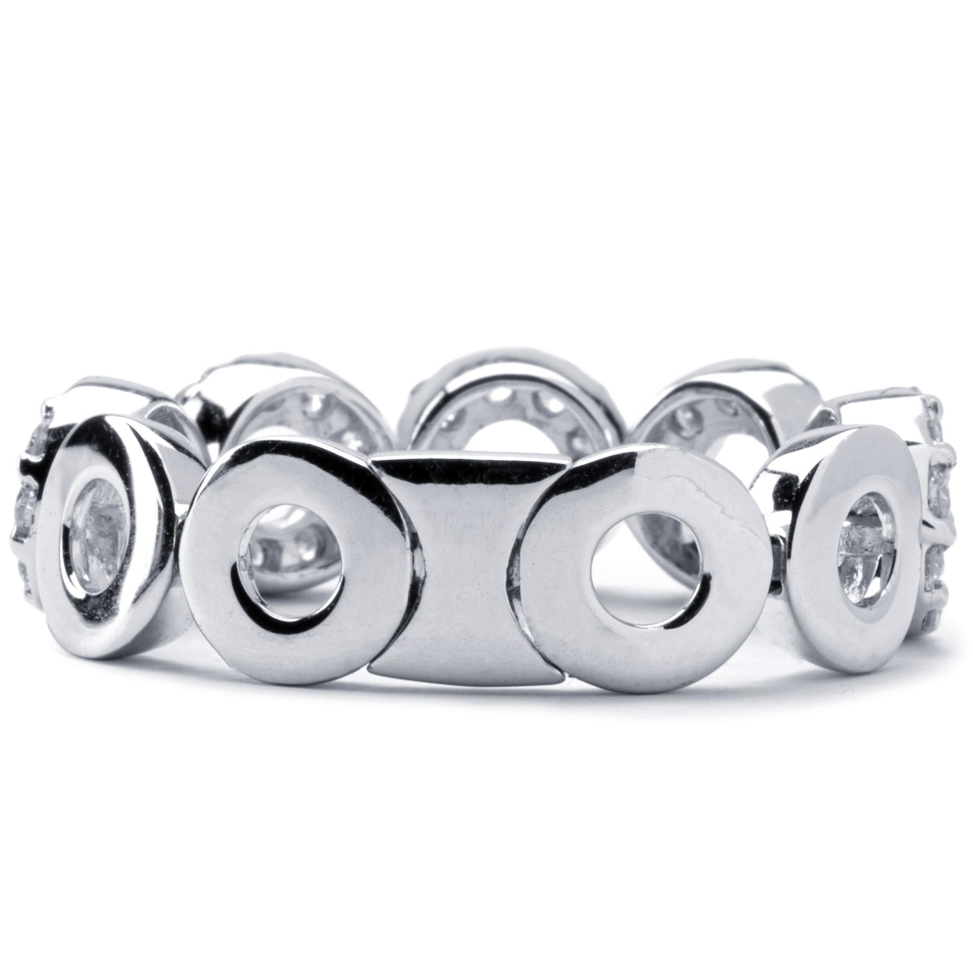 Alex Jona Weißer Diamant 18 Karat Weißgold Flexibler Bandring im Angebot 1