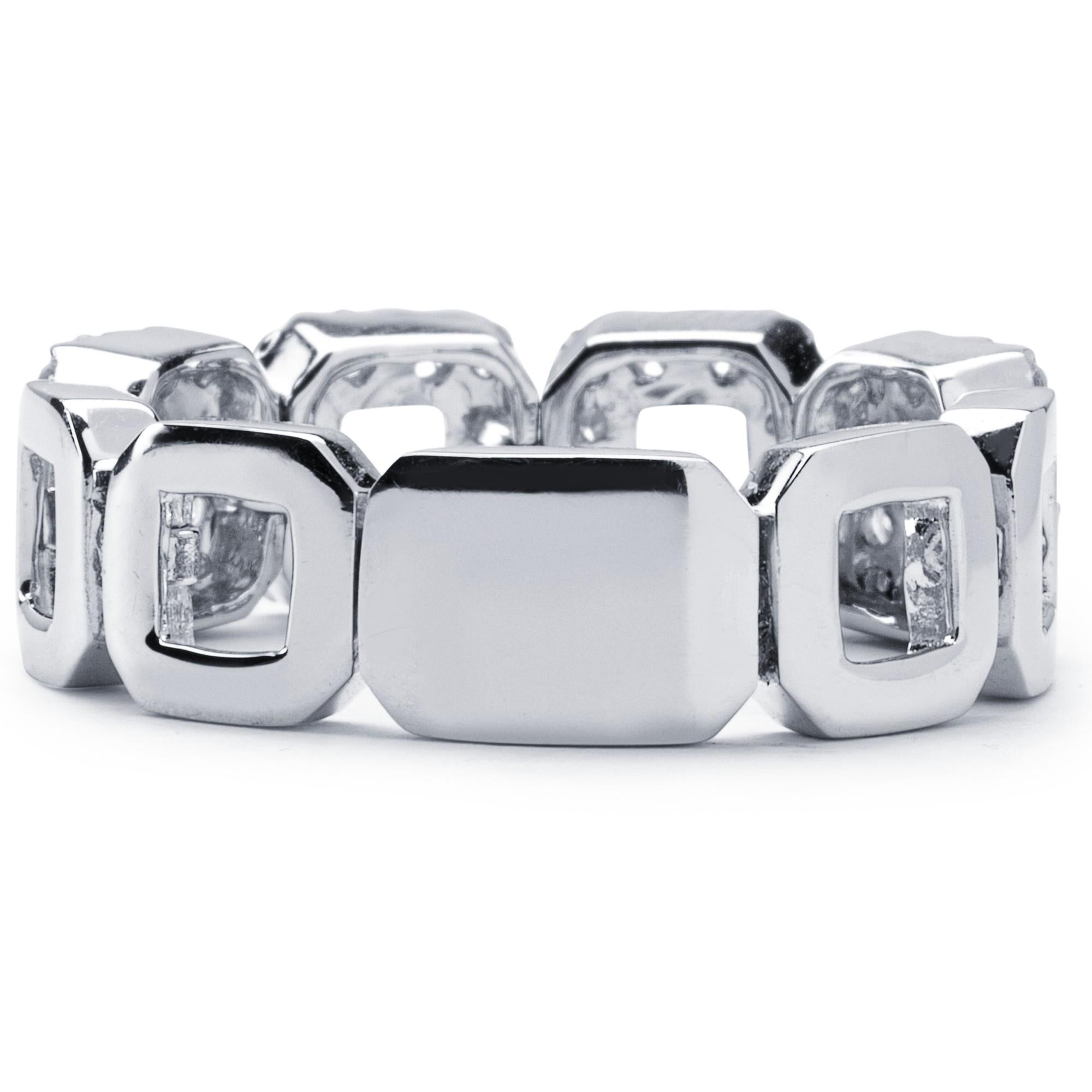 Alex Jona White Diamond 18 Karat White Gold Band Ring For Sale 2