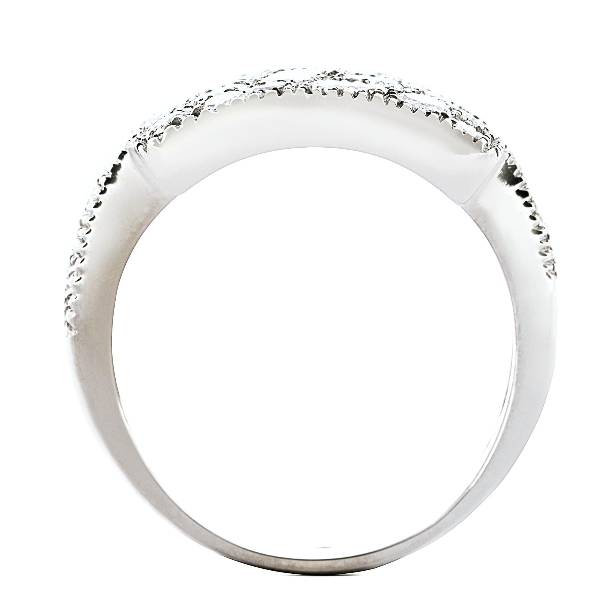 Women's Alex Jona White Diamond 18 Karat White Gold Band Ring For Sale