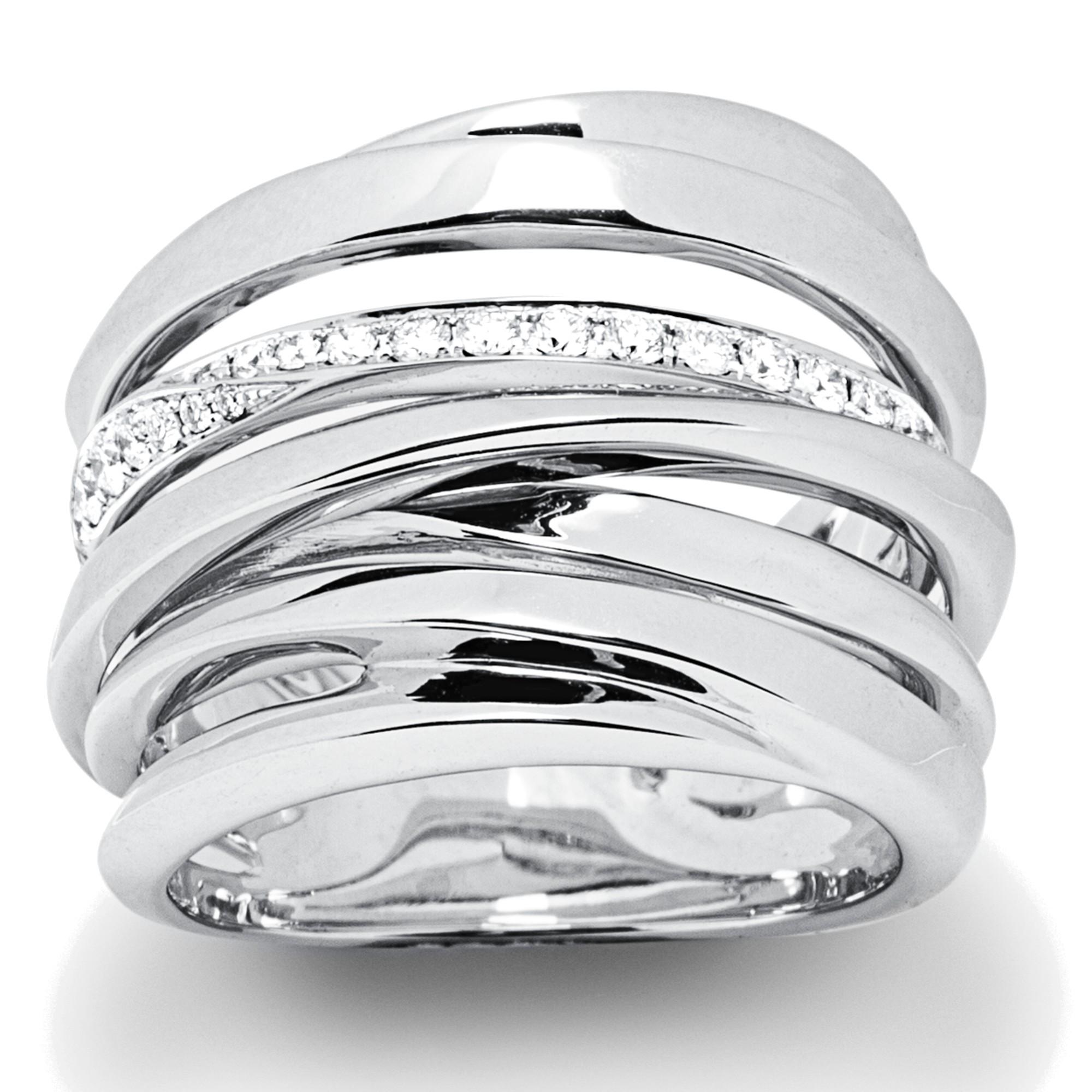 Alex Jona White Diamond 18 Karat White Gold Band Ring In New Condition For Sale In Torino, IT