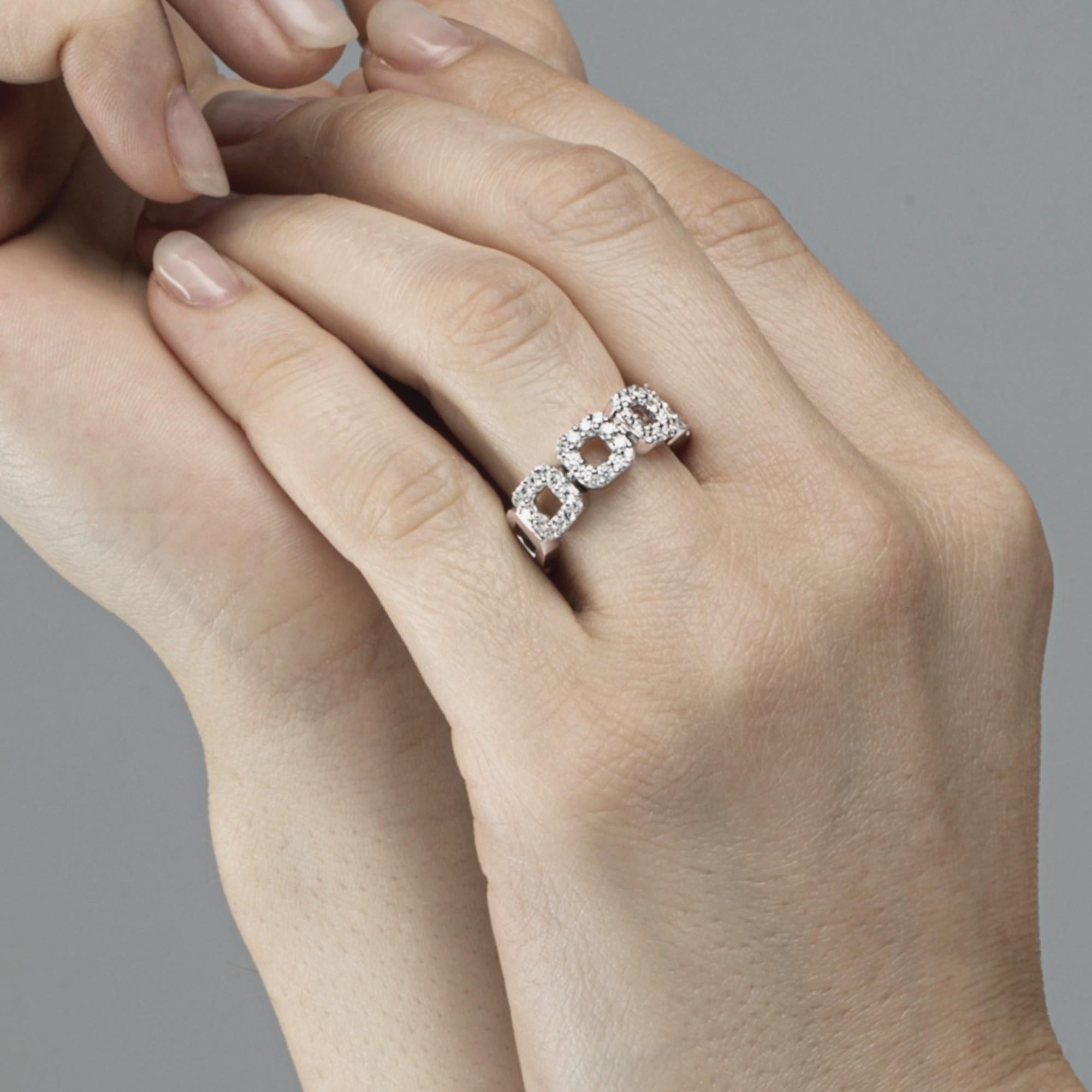 Women's Alex Jona White Diamond 18 Karat White Gold Band Ring For Sale