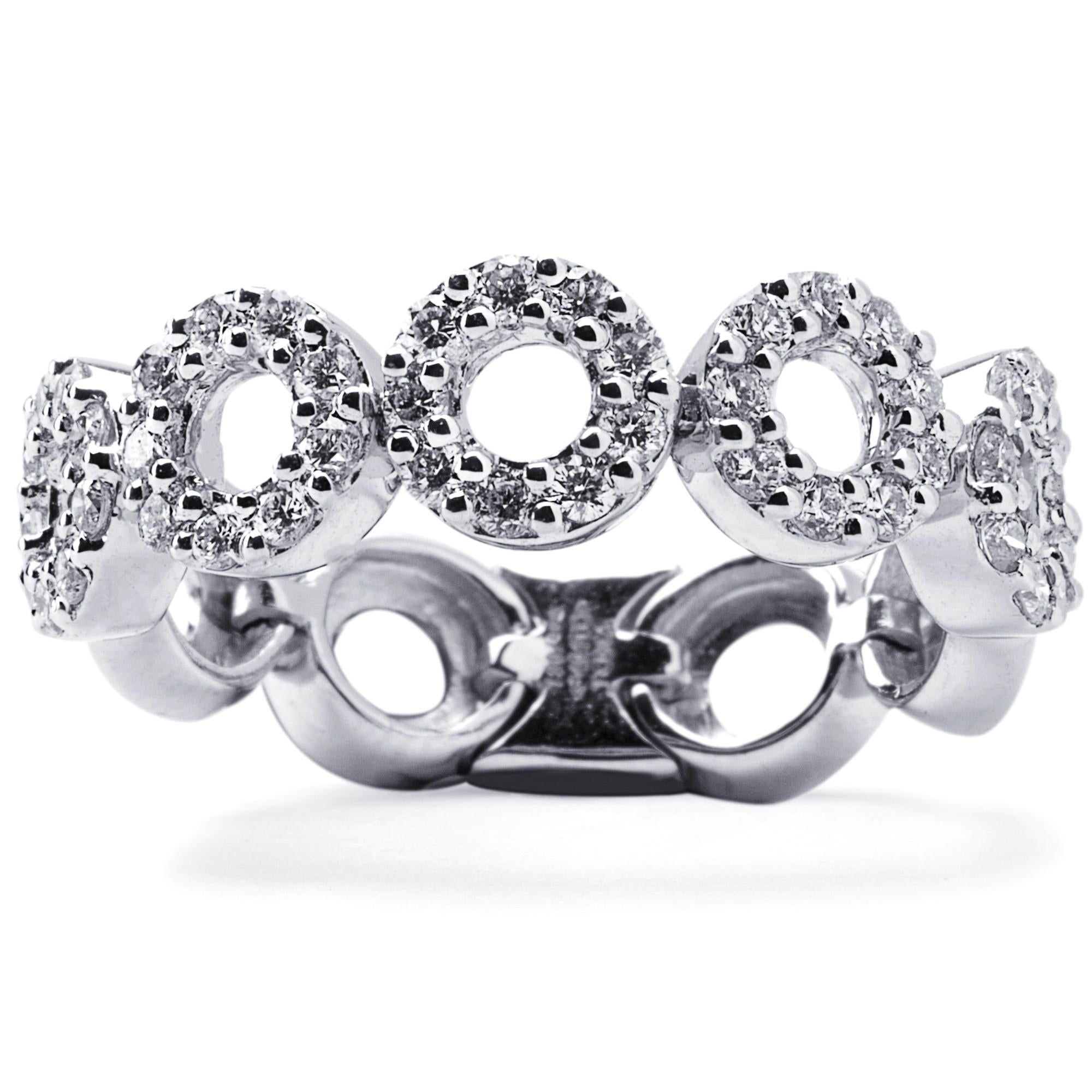 Alex Jona Weißer Diamant 18 Karat Weißgold Flexibler Bandring (Rundschliff) im Angebot