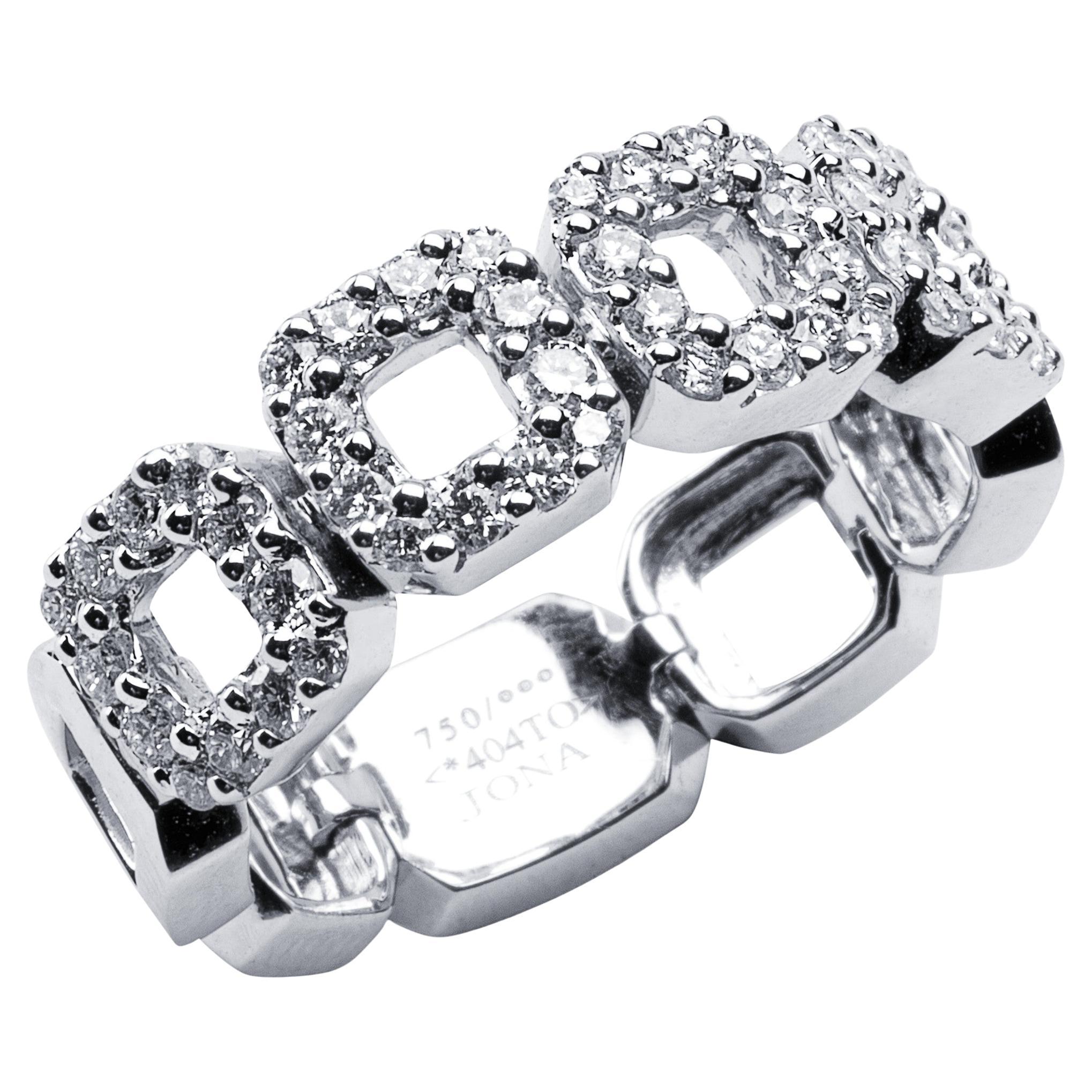 Alex Jona White Diamond 18 Karat White Gold Band Ring