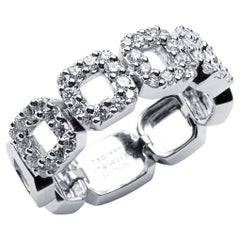 Anello a fascia in oro bianco 18 carati con diamante bianco Alex Jona
