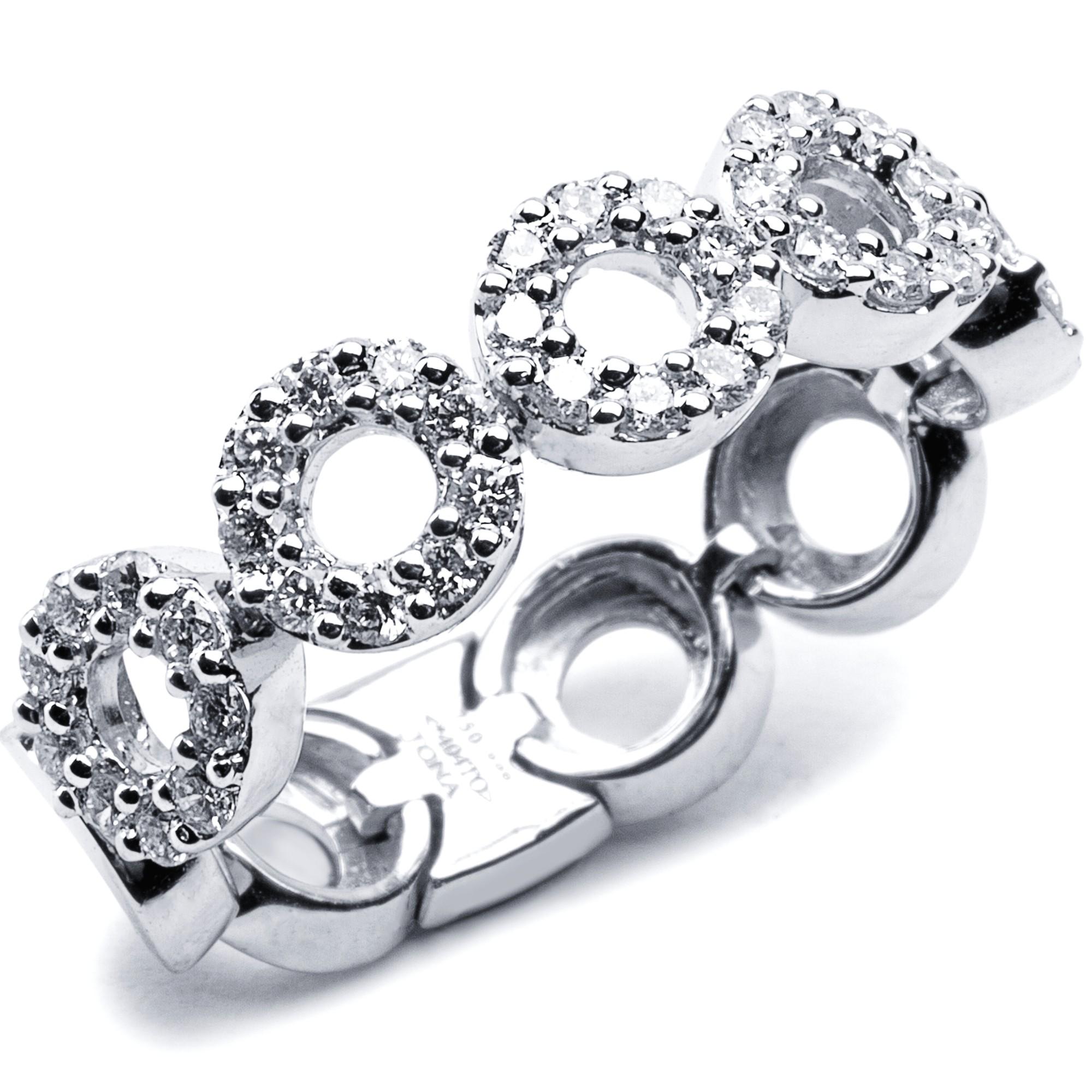 Alex Jona White Diamond 18 Karat White Gold Band Ring