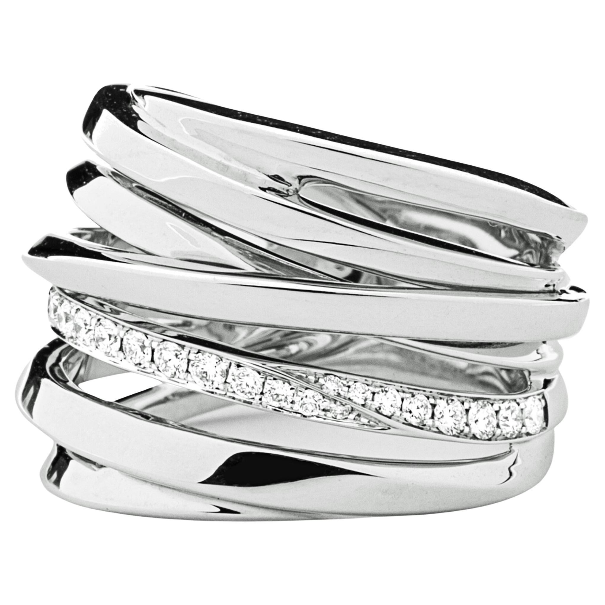 Alex Jona, bague jonc en or blanc 18 carats et diamants blancs