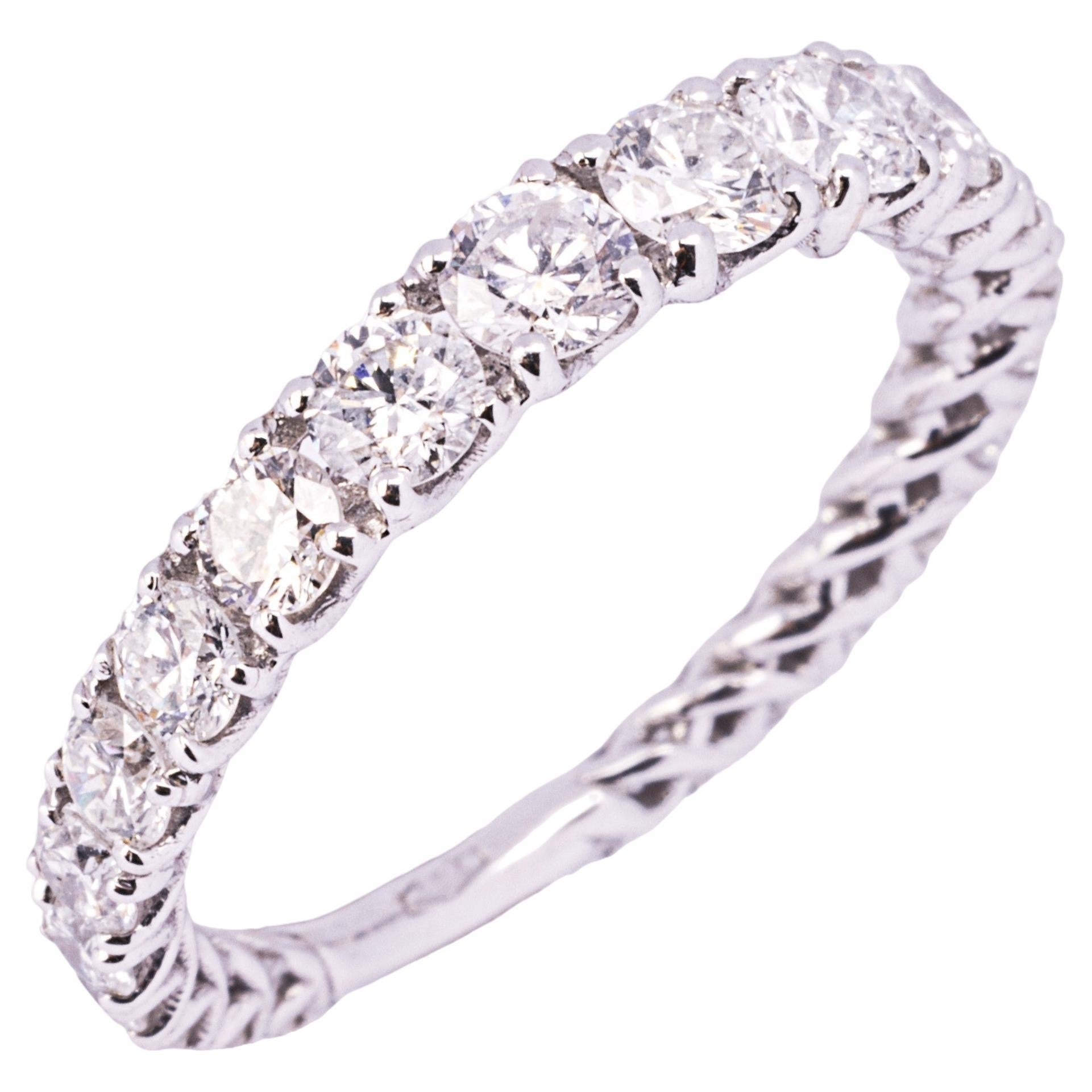Alex Jona White Diamond 18 Karat White Gold Band Ring For Sale