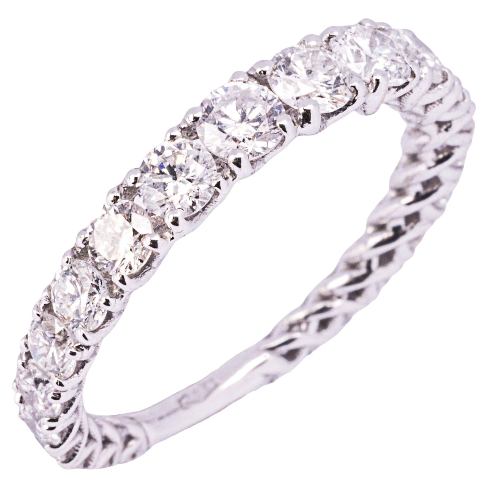 Alex Jona White Diamond 18 Karat White Gold Band Ring