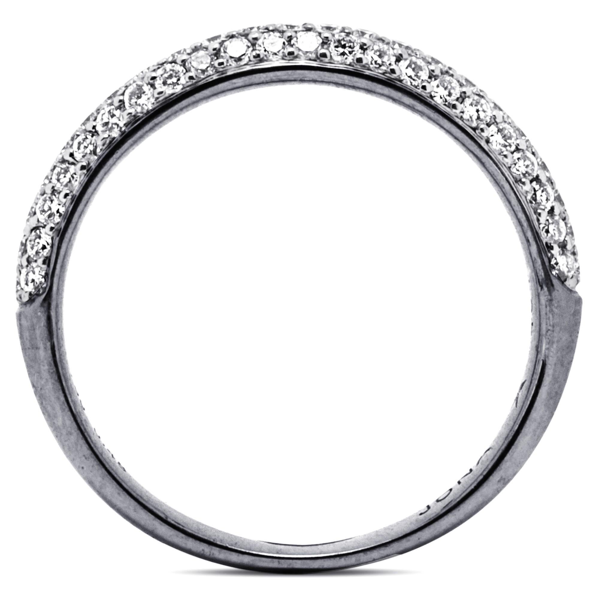 Women's or Men's Alex Jona White Diamond 18 Karat White Gold Band Ring with Black Rhodium  For Sale