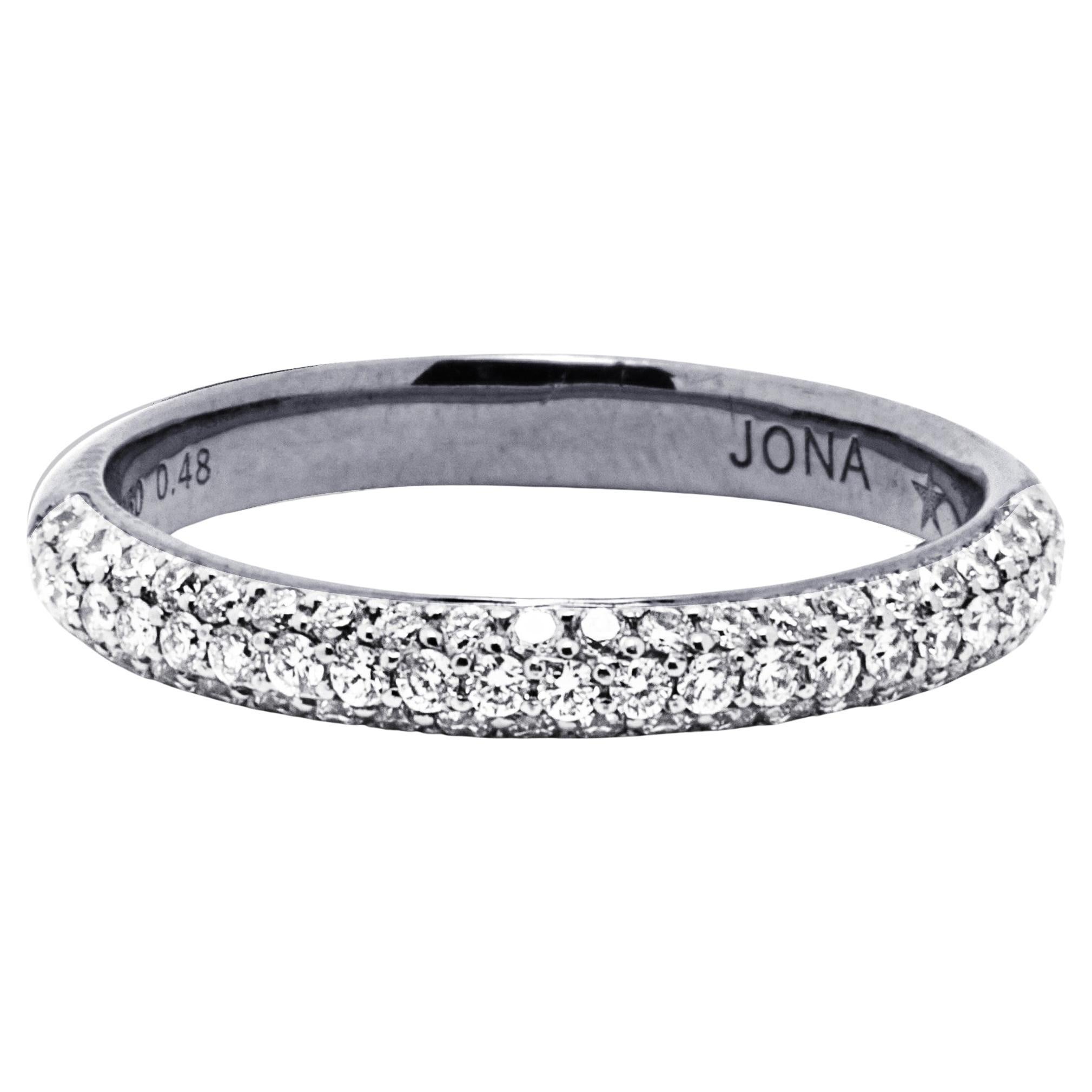 Alex Jona White Diamond 18 Karat White Gold Band Ring with Black Rhodium  For Sale