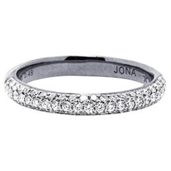 Alex Jona White Diamond 18 Karat White Gold Band Ring with Black Rhodium 