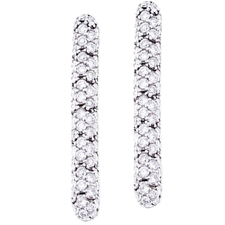 Alex Jona White Diamond 18 Karat White Gold Bar Earrings For Sale