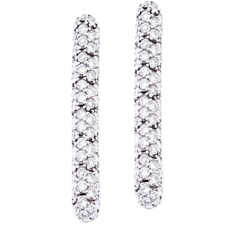 Alex Jona, boucles d'oreilles à barre en or blanc 18 carats et diamants blancs