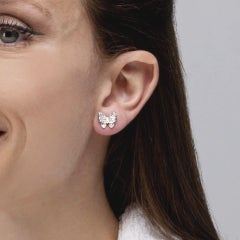 Alex Jona White Diamond 18 Karat White Gold Butterfly Earrings