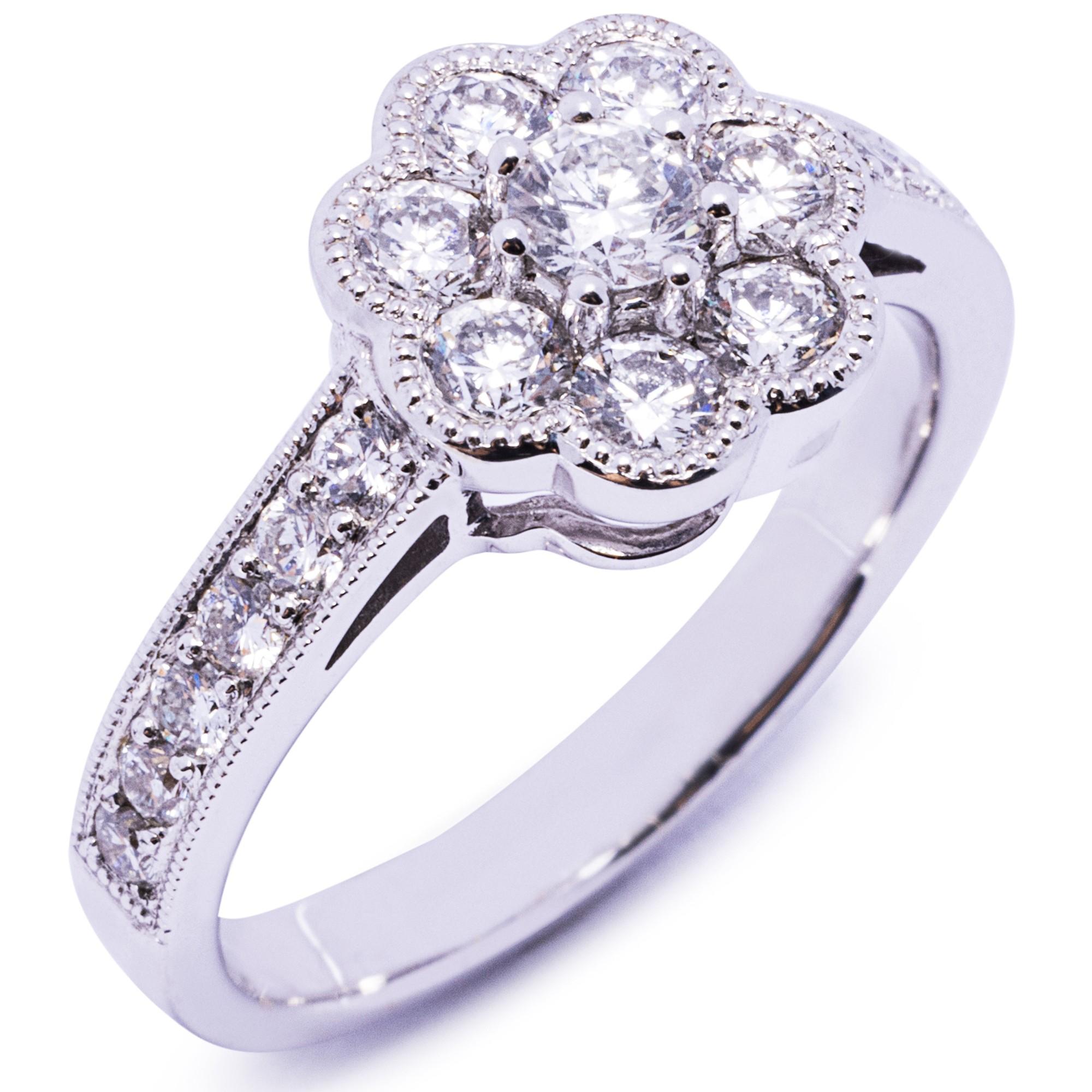 Alex Jona White Diamond 18 Karat White Gold Cluster Ring For Sale
