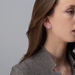 Alex Jona White Diamond 18 Karat White Gold Cluster Stud Earrings