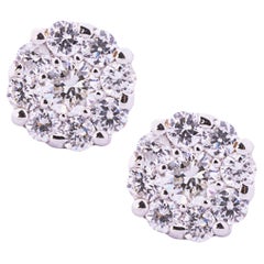 Alex Jona White Diamond 18 Karat White Gold Cluster Stud Earrings