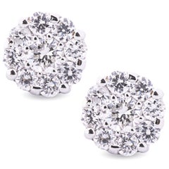 Alex Jona White Diamond 18 Karat White Gold Cluster Stud Earrings