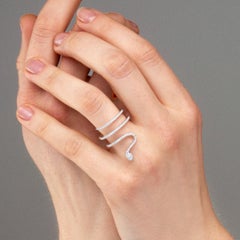 Alex Jona White Diamond 18 Karat White Gold Coil Snake Ring