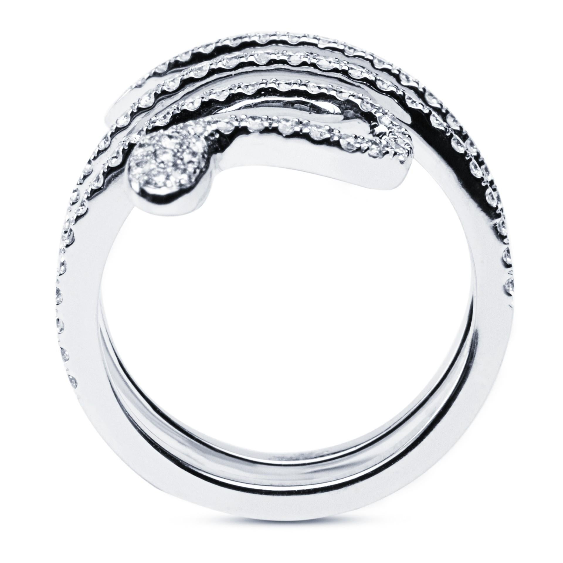 Women's Alex Jona White Diamond 18 Karat White Gold Coil Snake Ring For Sale