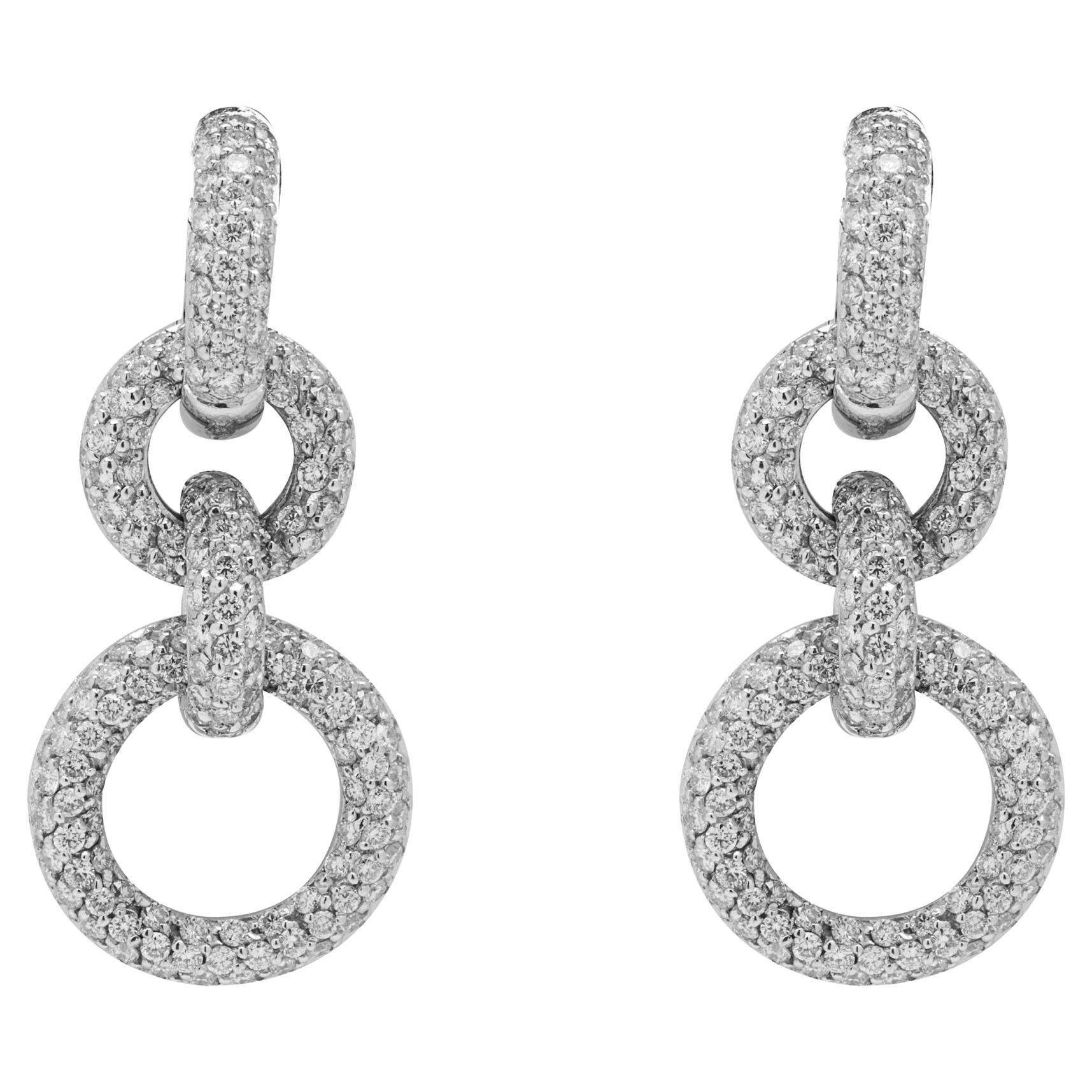 Alex Jona White Diamond 18 Karat White Gold Dangling Ear Pendants For Sale