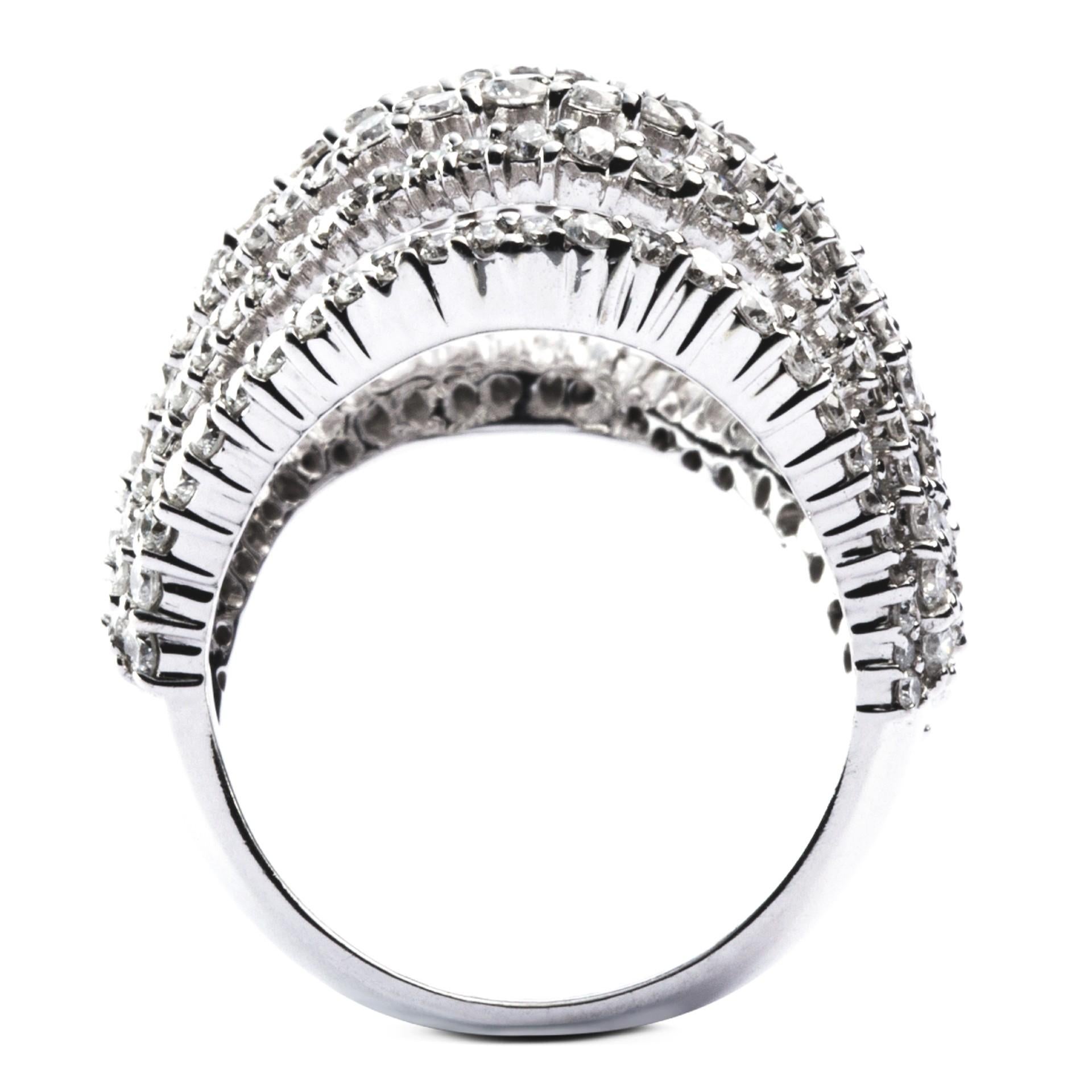 Alex Jona White Diamond 18 Karat White Gold Dome Ring For Sale 3