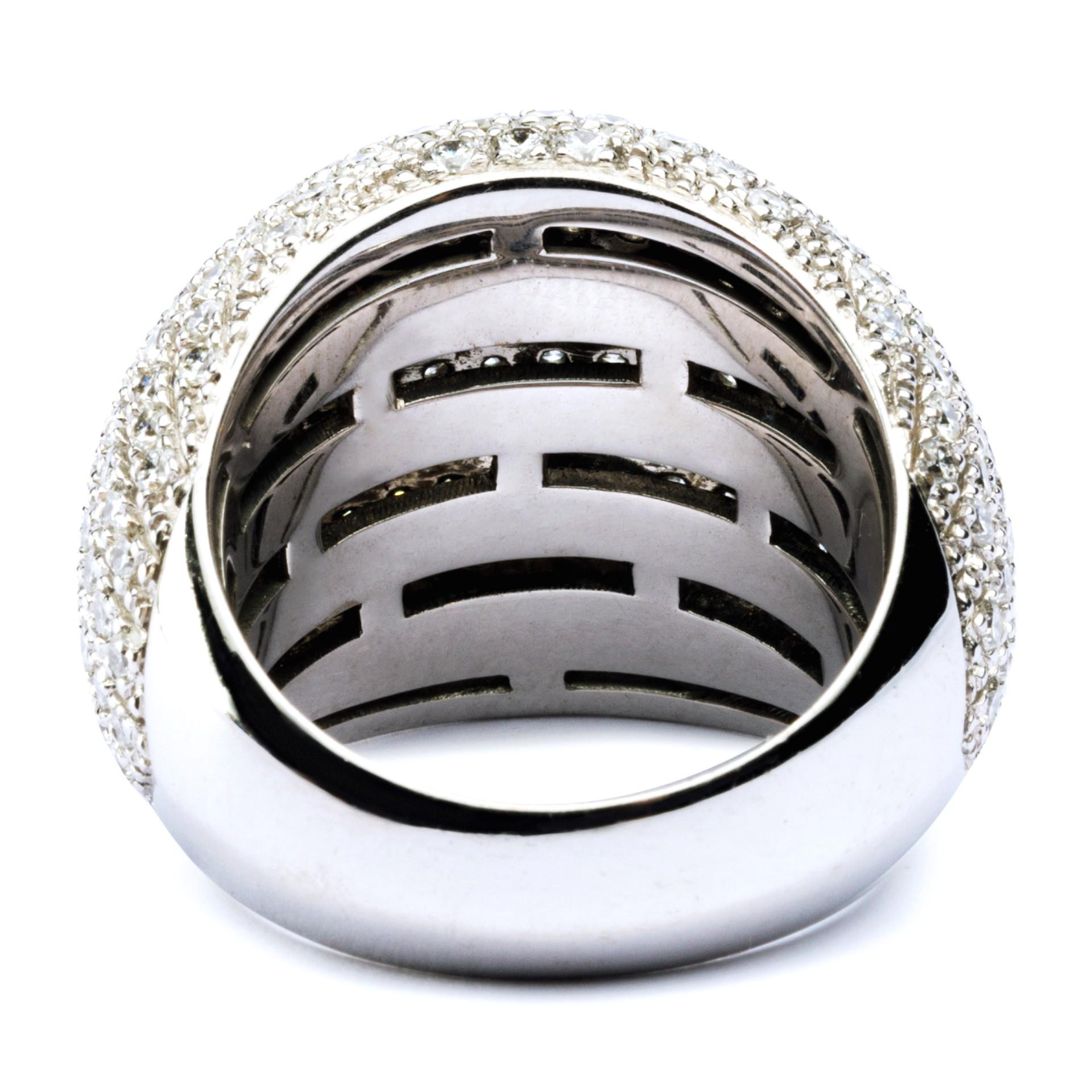 Women's Alex Jona White Diamond 18 Karat White Gold Dome Ring For Sale