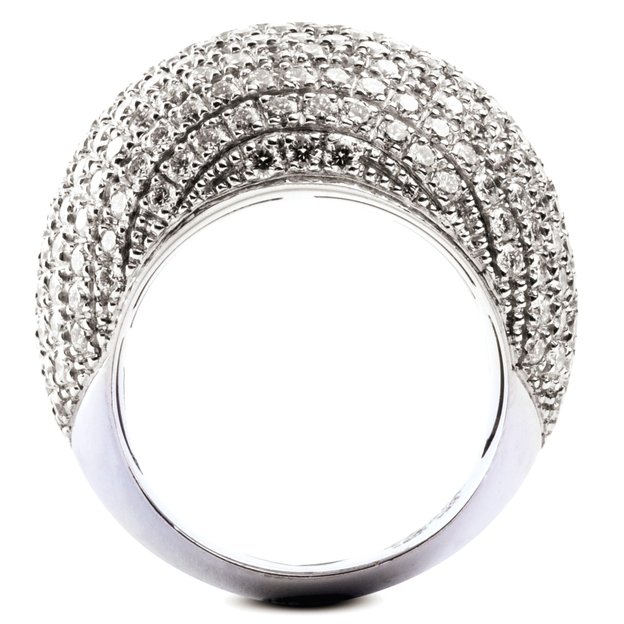 Alex Jona White Diamond 18 Karat White Gold Dome Ring For Sale 2