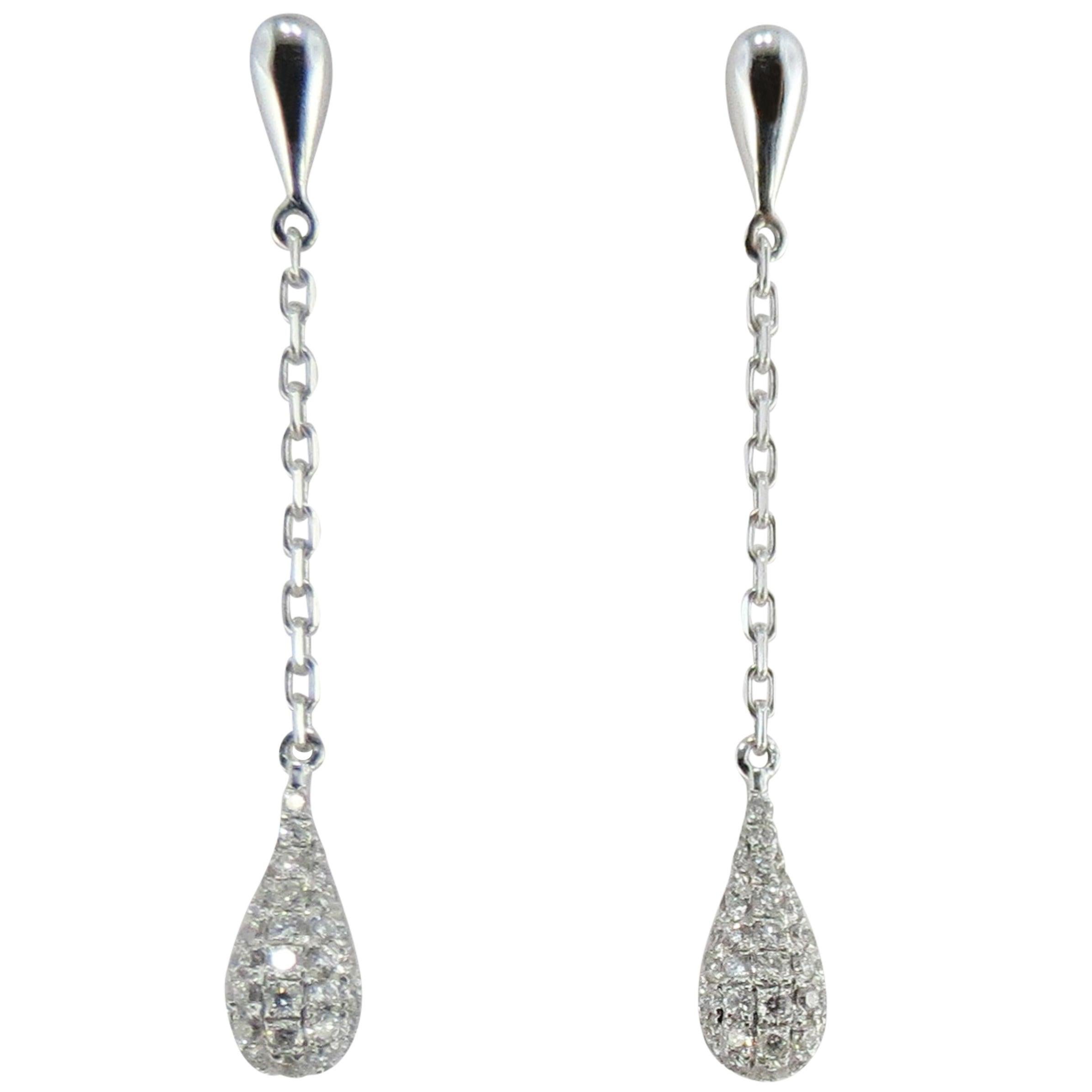Alex Jona White Diamond 18 Karat White Gold Drop Earrings