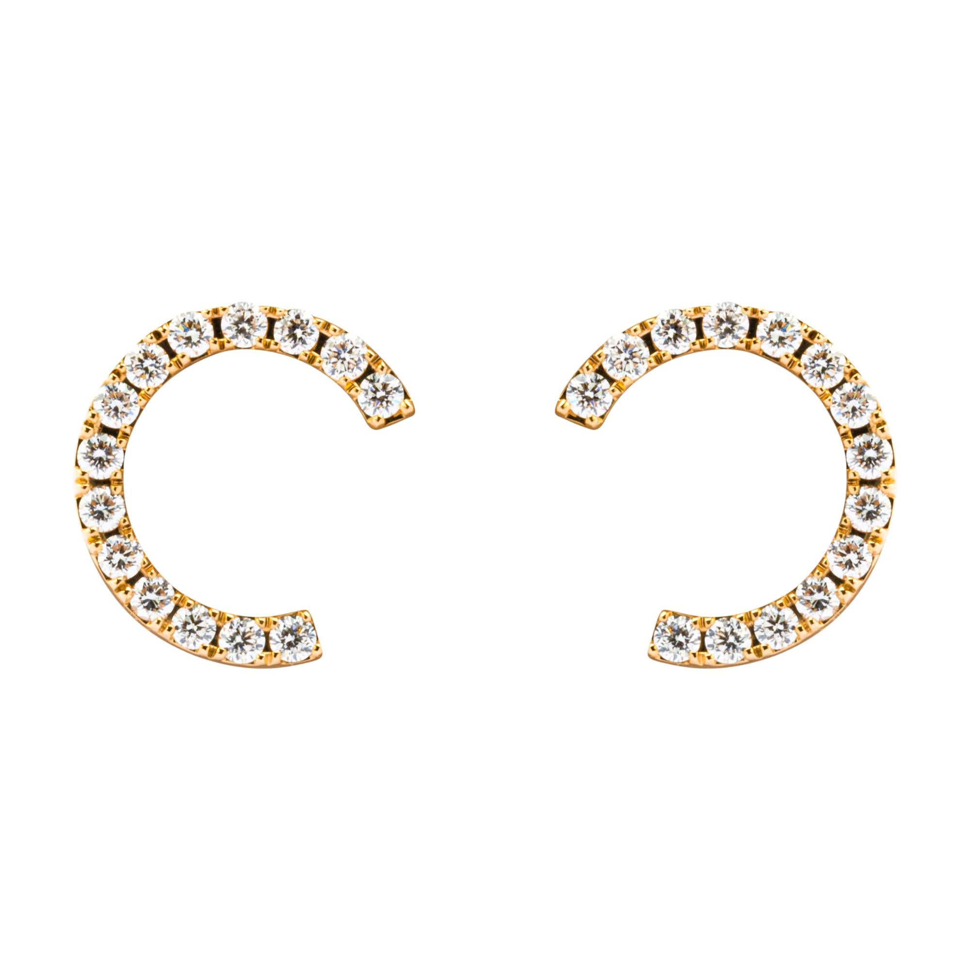 C-Ohrringe von Alex Jona aus Gelbgold mit weißen Diamanten