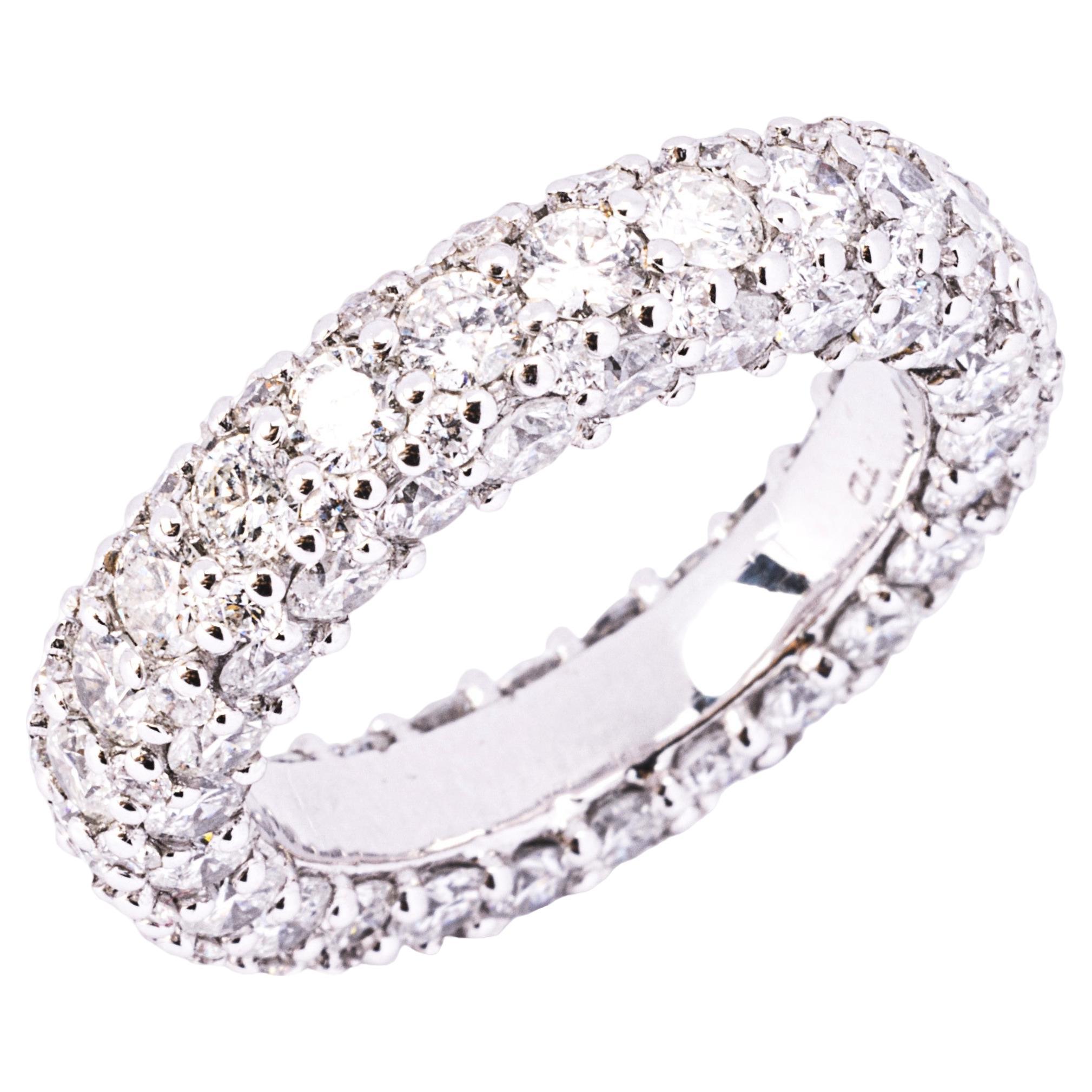 Alex Jona White Diamond 18 Karat White Gold Eternity Band Ring For Sale