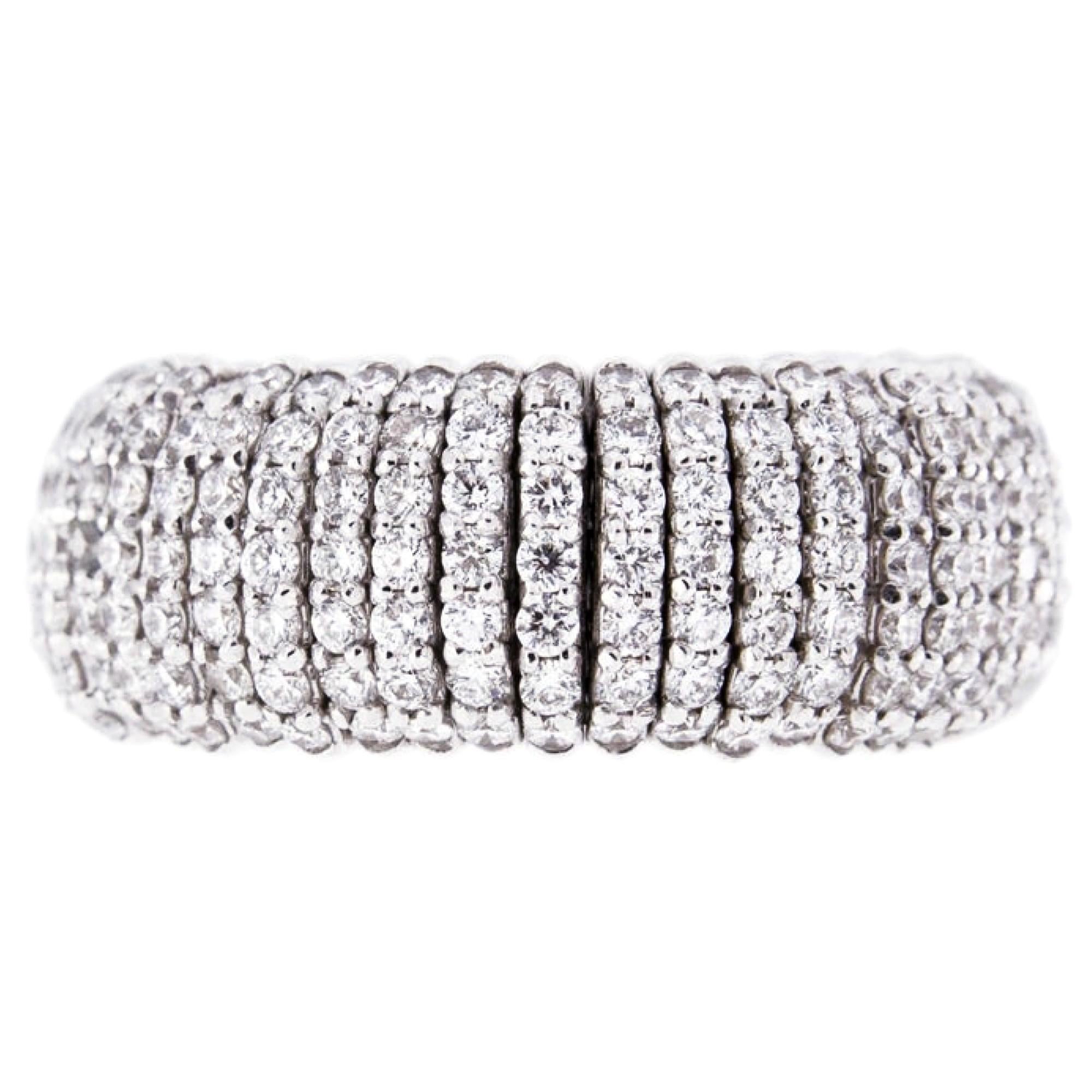 Round Cut Alex Jona White Diamond 18 Karat White Gold Flexible Ring For Sale