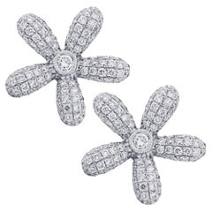 Alex Jona White Diamond 18 karat White Gold Flower Earrings