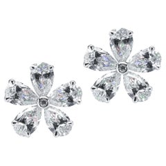 Alex Jona, boucles d'oreilles fleurs en or blanc 18 carats avec diamants blancs