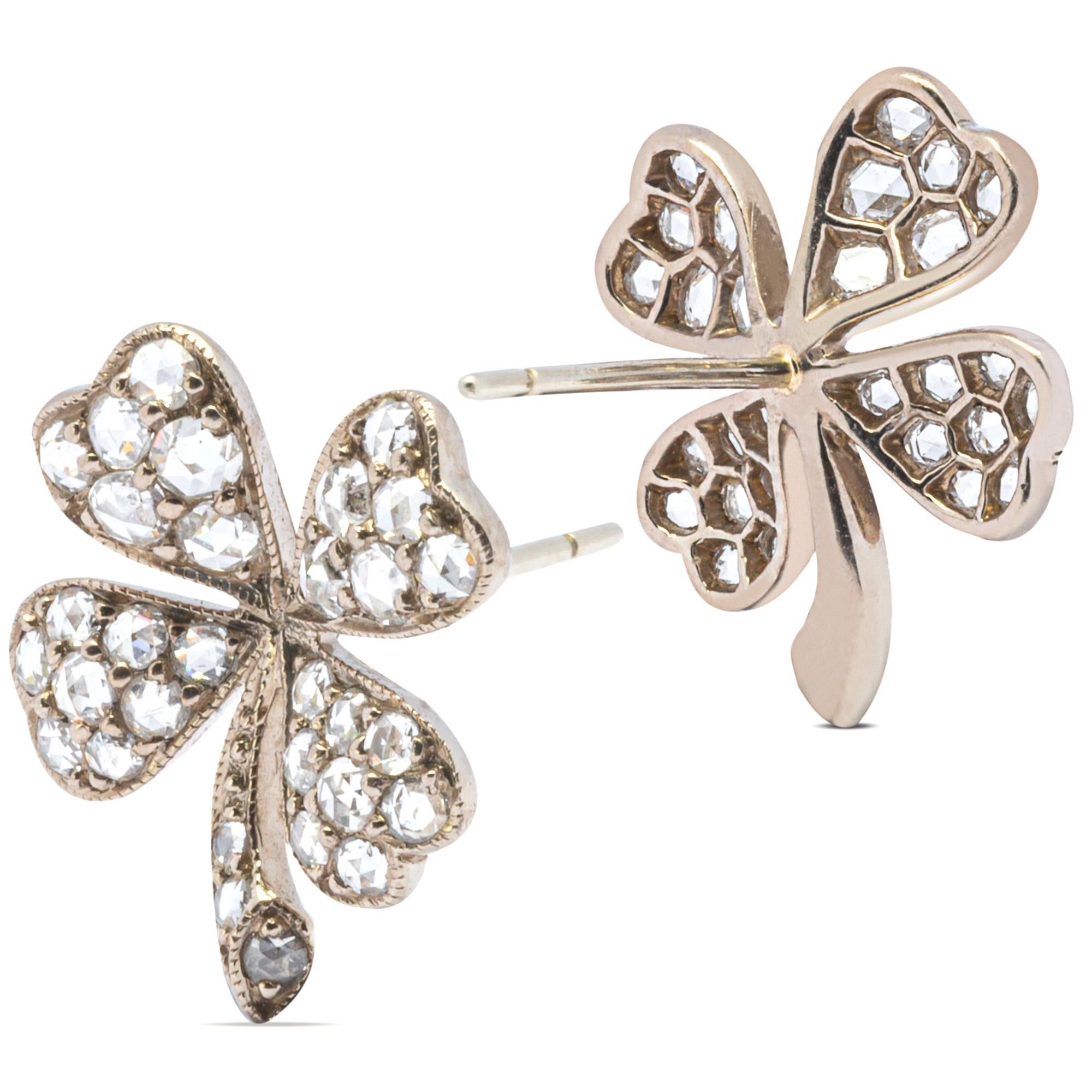 four leaf clover diamond earrings