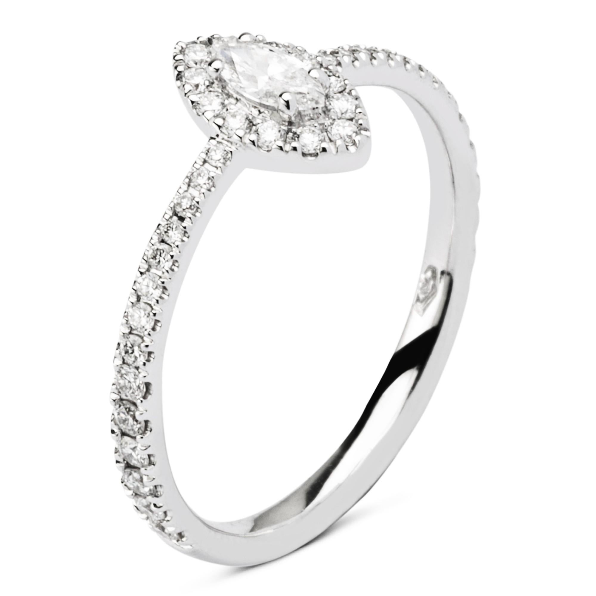 Round Cut Alex Jona White Diamond 18 Karat White Gold Halo Ring For Sale