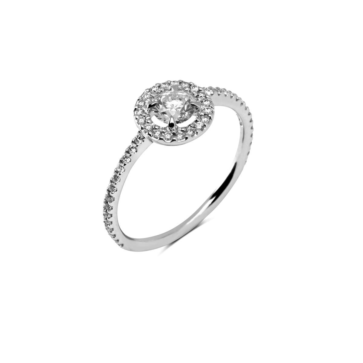 Alex Jona White Diamond 18 Karat White Gold Halo Ring For Sale 2