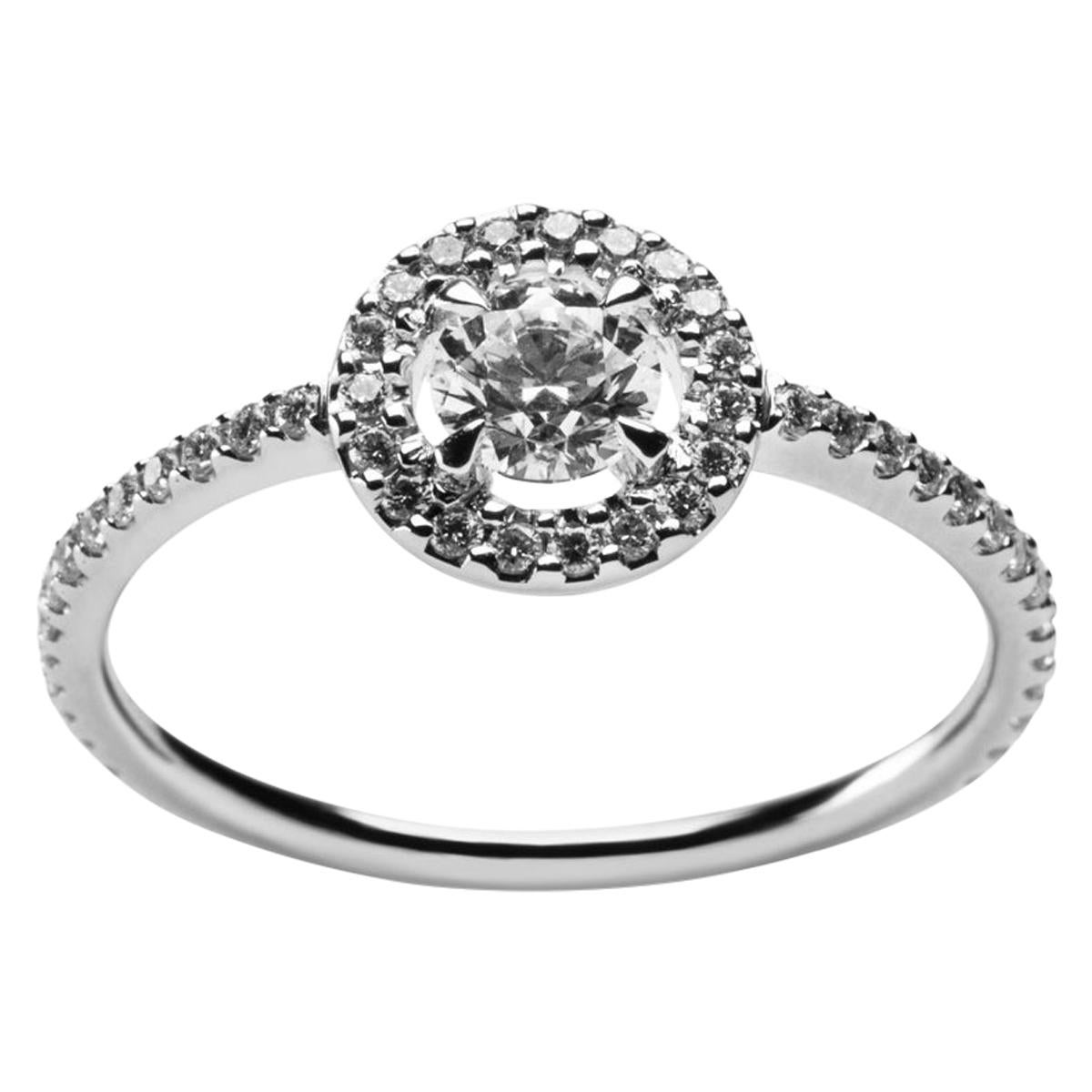 Halo-Ring, weißer Diamant, 18 Karat Weißgold