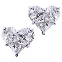 Alex Jona White Diamond 18 Karat White Gold Heart Earrings